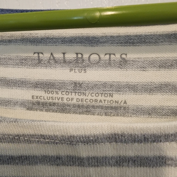 Talbots Beige and White Striped Knit Top - Picture 3 of 3